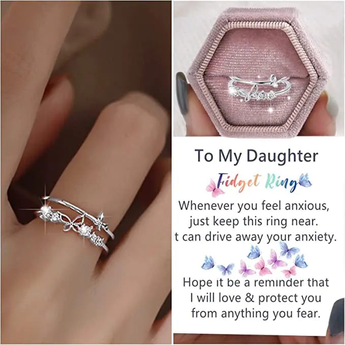 Double Layer Butterfly Ring Set
