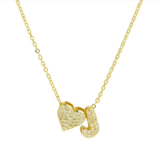 Bubble Heart Letter Necklace