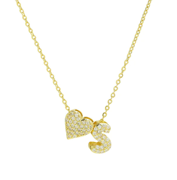 Bubble Heart Letter Necklace