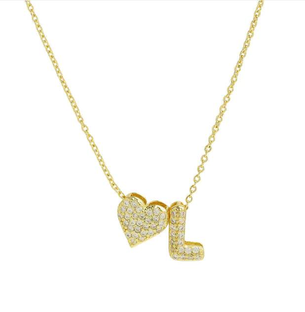 Bubble Heart Letter Necklace