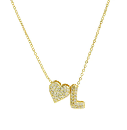 Bubble Heart Letter Necklace