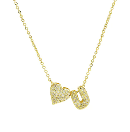 Bubble Heart Letter Necklace