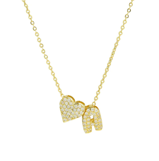 Bubble Heart Letter Necklace