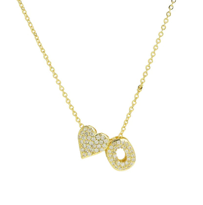 Bubble Heart Letter Necklace