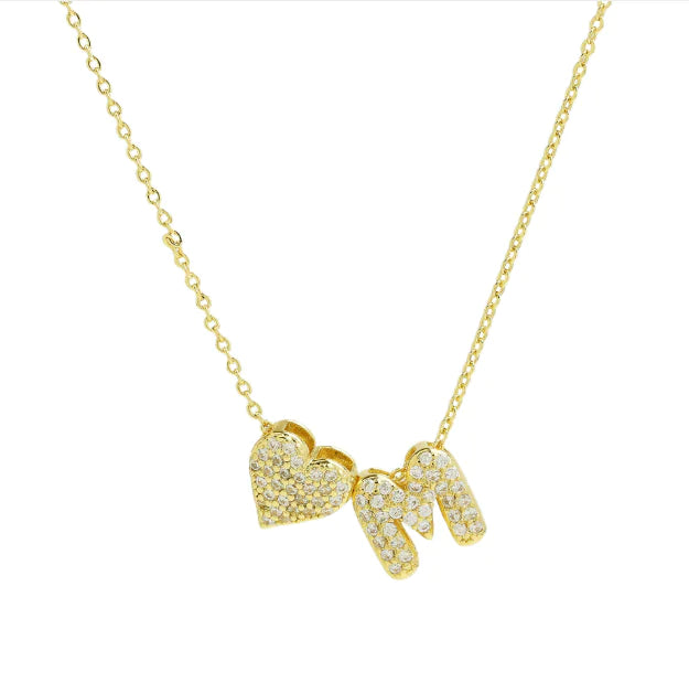 Bubble Heart Letter Necklace