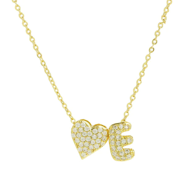 Bubble Heart Letter Necklace