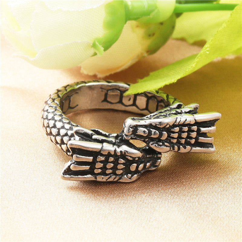 Titanium Steel Retro Chinese Dragon Ring
