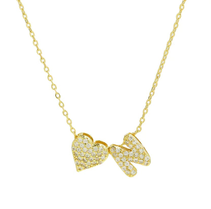 Bubble Heart Letter Necklace