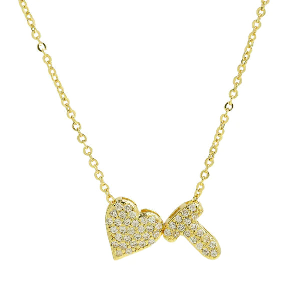 Bubble Heart Letter Necklace
