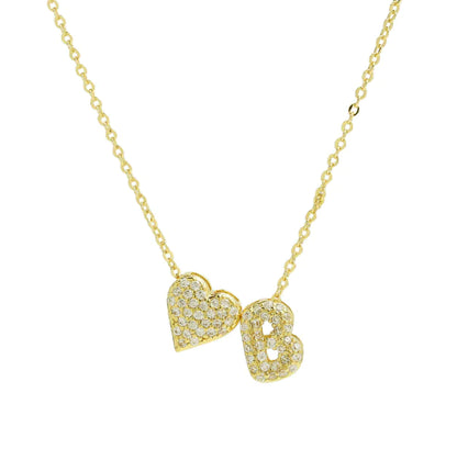 Bubble Heart Letter Necklace