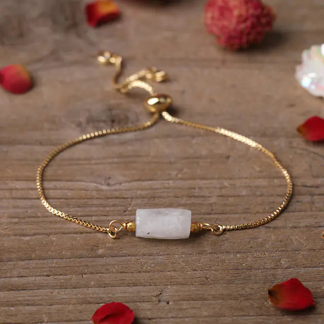 Adjustable Women’s Metal Chain Bracelet with Prismatic Stones