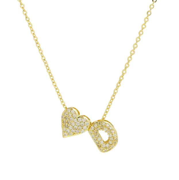 Bubble Heart Letter Necklace