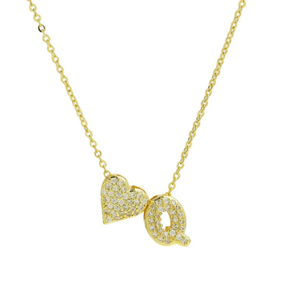Bubble Heart Letter Necklace